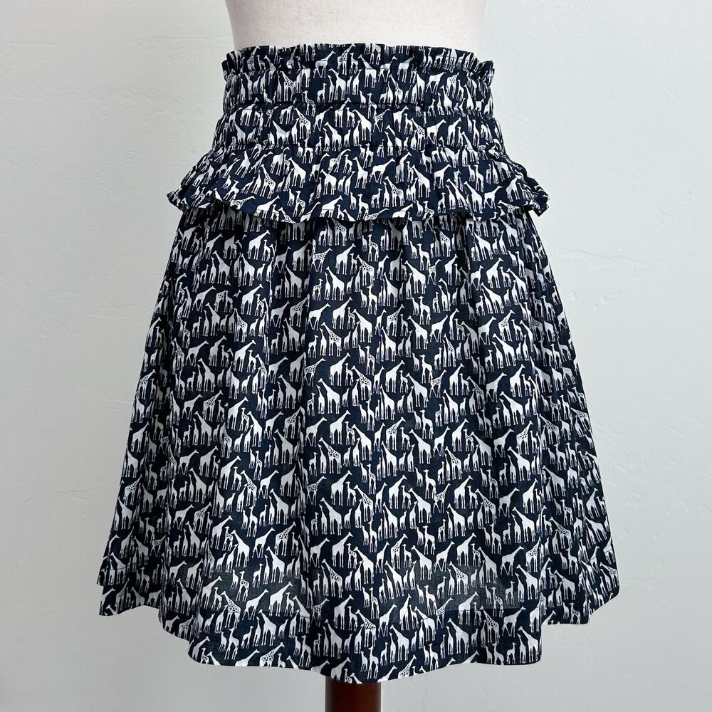 Crewcuts Girl's Novelty Print Giraffe Navy Blue Cotton Ruffle J. Crew Skirt XL